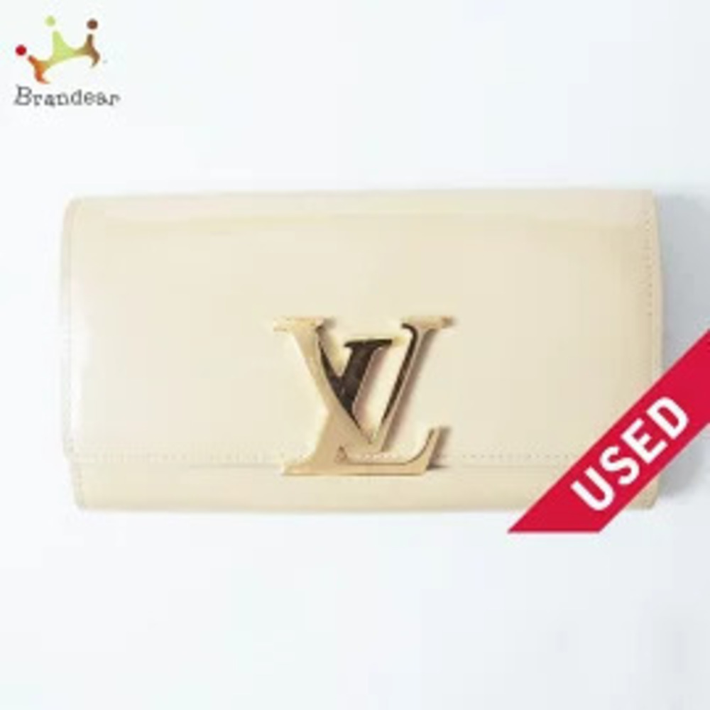 LOUIS VUITTON Portefeuille Louise Long Wallet Dune Brown Enamel Leather